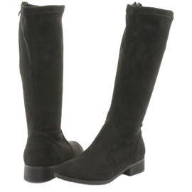 M.Daszyński Crne rastezne čizme s ravnom potpeticom MR1602 crno 4