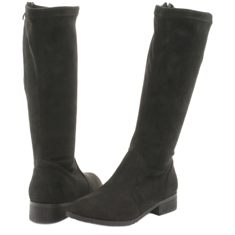 M.Daszyński Crne rastezne čizme s ravnom potpeticom MR1602 crno 4