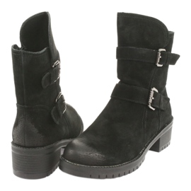 M.Daszyński Crne kožne čizme od antilopa Daszyński 161 crna 4