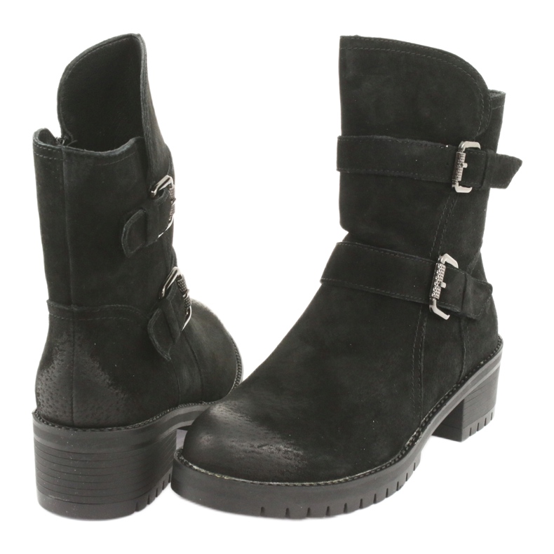 M.Daszyński Crne kožne čizme od antilopa Daszyński 161 crna 4