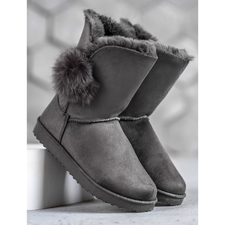 SHELOVET Mukluki s pomponom siva 2