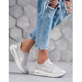 Kožne cipele s VINCEZA sjajem siva 2