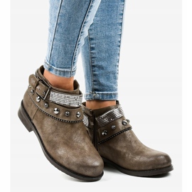 Smeđe čizme ukrašene patentnim zatvaračem LL178 smeđa 2