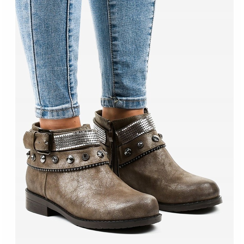 Smeđe čizme ukrašene patentnim zatvaračem LL178 smeđa 1