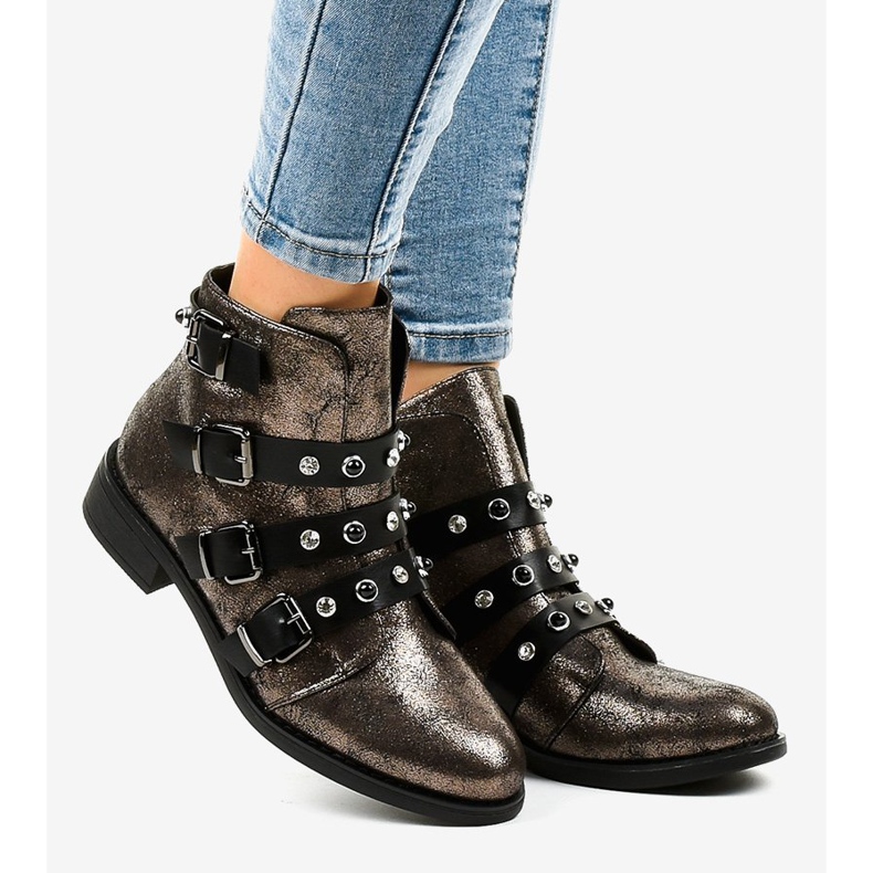 Kaki ženske ženske gležnjače s ravnim kopčama HQ2366 raznobojna zelena 2