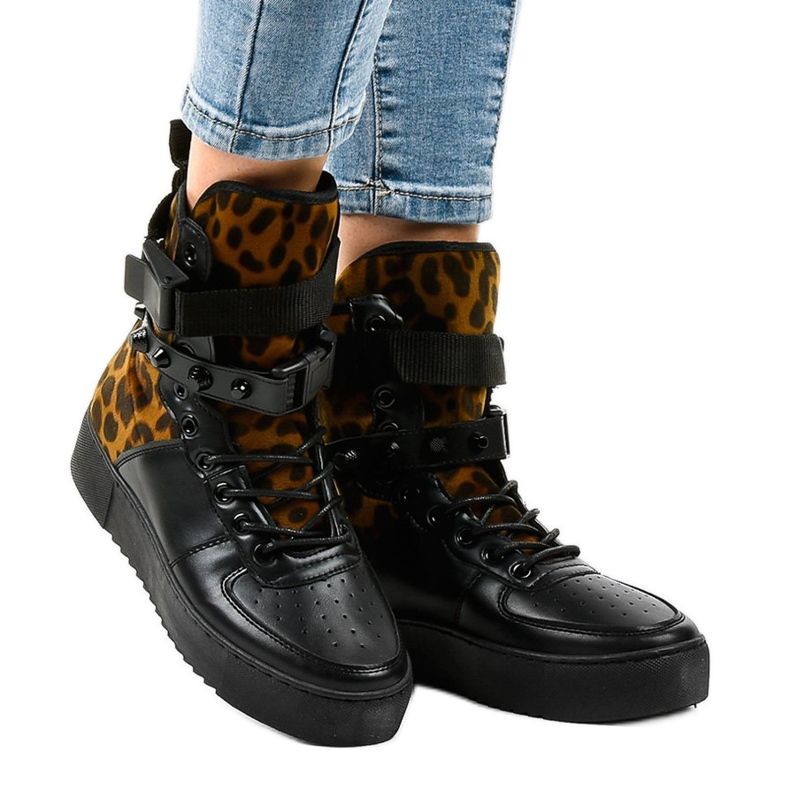 Crne ravne tenisice Y-205 crna višebojan 1