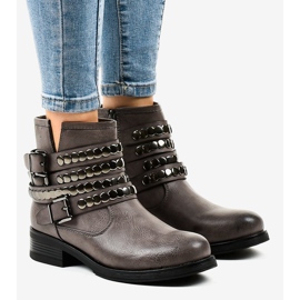 Ženske sive ravne izolirane čizme F1608 siva 1