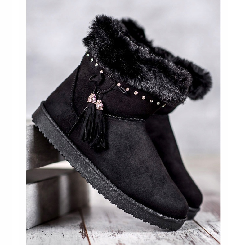 SHELOVET Mukluki sa kristalima crno 1