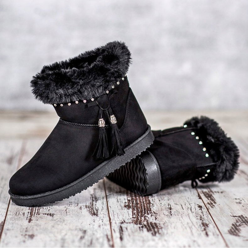 SHELOVET Mukluki sa kristalima crno 2