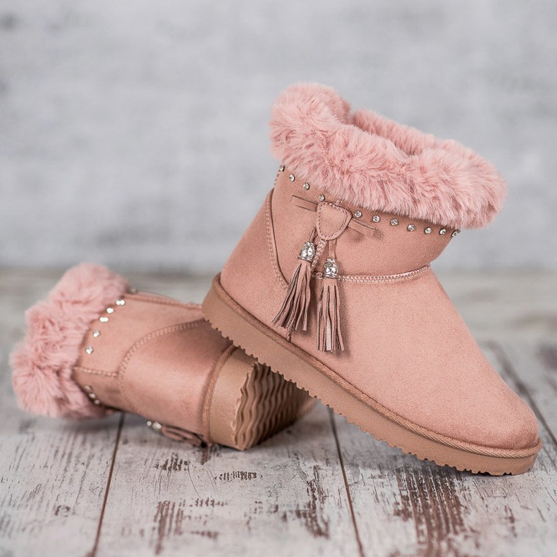 SHELOVET Mukluki sa kristalima ružičasta 2