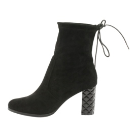 M.Daszyński Gležnjače od brušene kože s ukrasnom petom Daszyński 154 crne crno 2