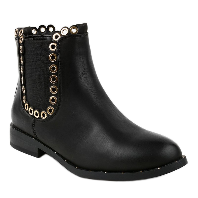 Crne ravne čizme s elastičnim YY102 crno siva 1