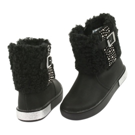 American Club Djevojke čizme s krznom GC35 s crnim šljokicama crna 4