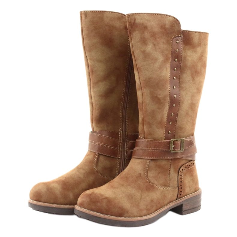 Duge čizme American Club GC31 sa kamenčićima smeđa 3