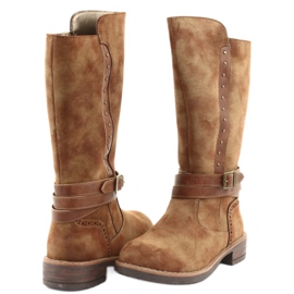 Duge čizme American Club GC31 sa kamenčićima smeđa 4