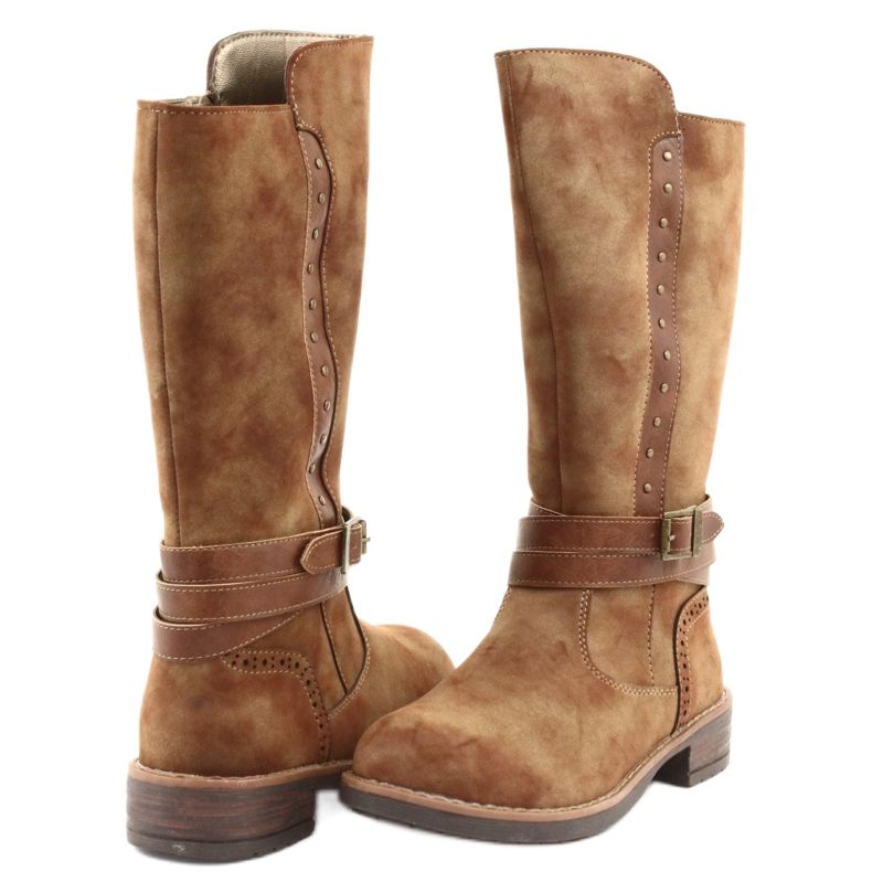 Duge čizme American Club GC31 sa kamenčićima smeđa 4