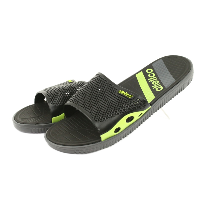 Crne muške papuče za bazen Atletico crna zelena 2