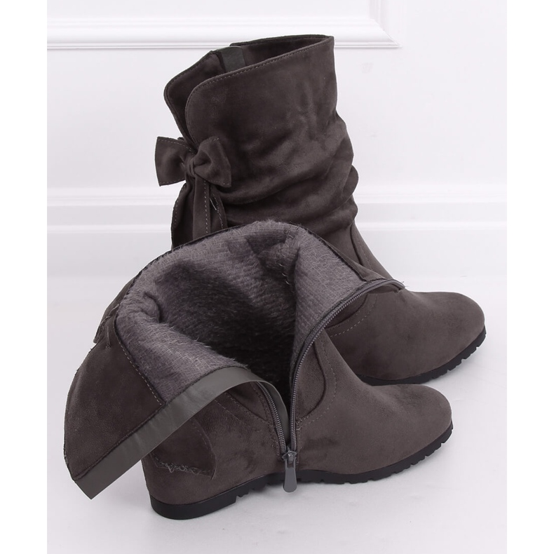 Sive čizme na klin H8120 Gris siva 2