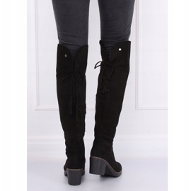 Čizme preko koljena s gumenim potplatom crne 8B938 Crne crna 1