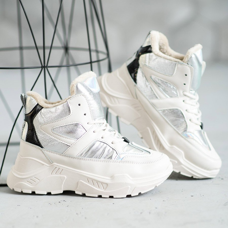 Sportske modne čizme bijela siva 1