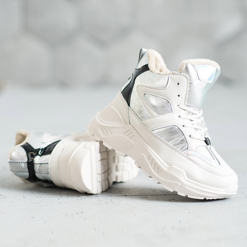 Sportske modne čizme bijela siva 2