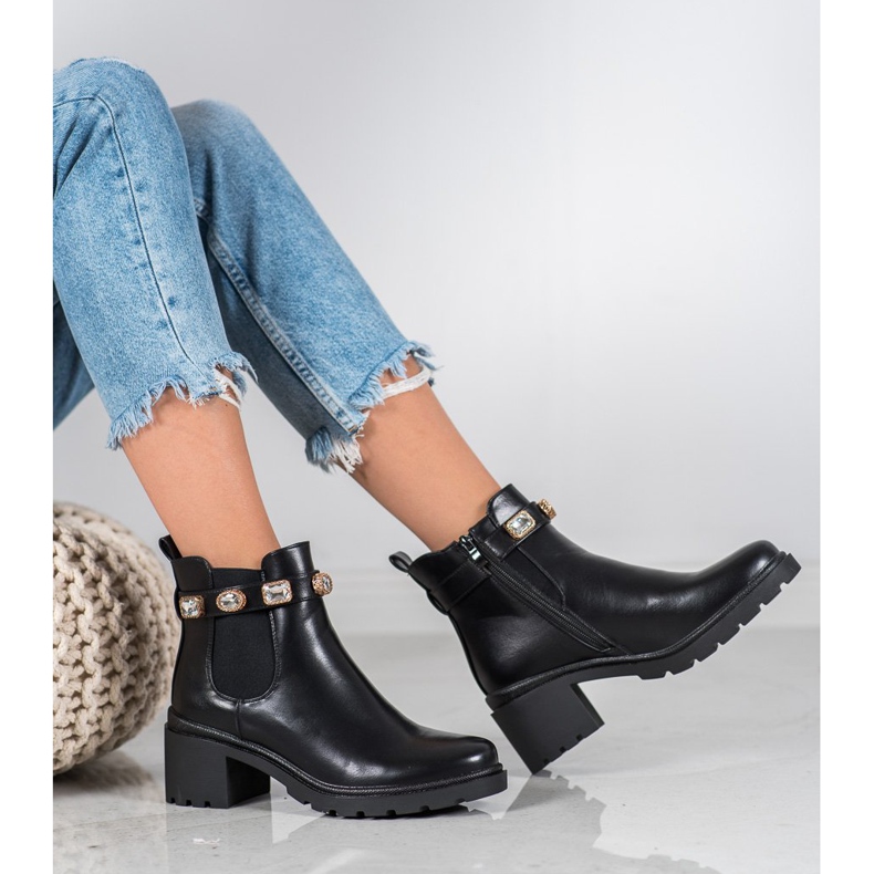 Seastar Čizme s kristalima crna žuta boja 1