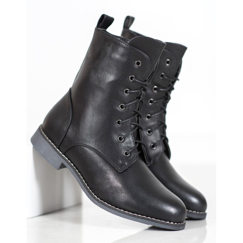 Super Me Visoke čizme s eko kožom crna 1