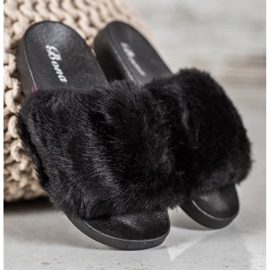 Bona Papuče s krznom crna 1