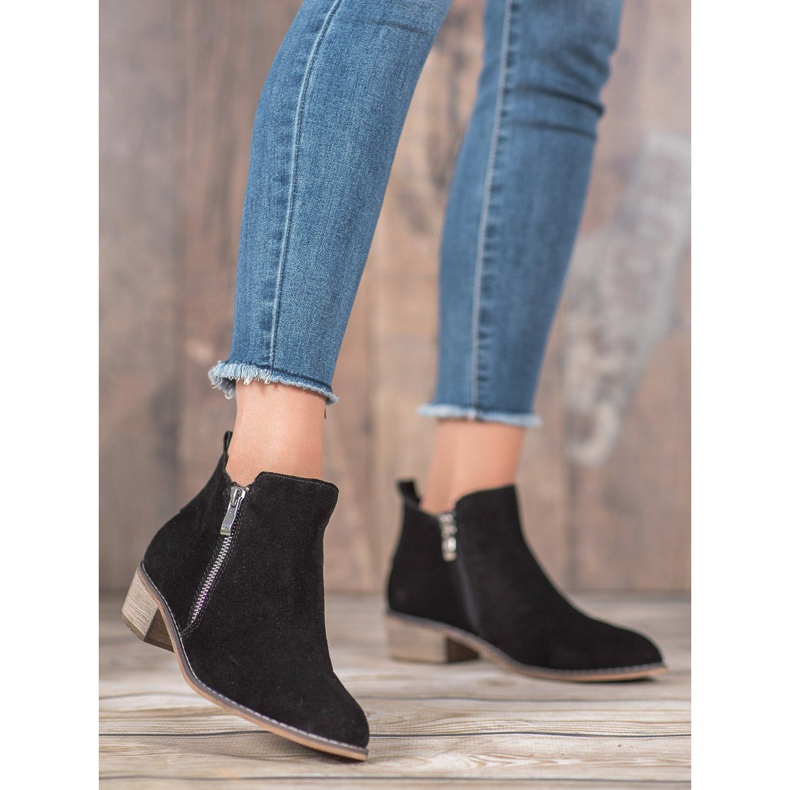 Goodin Kožne čizme s patentnim zatvaračem crna 1