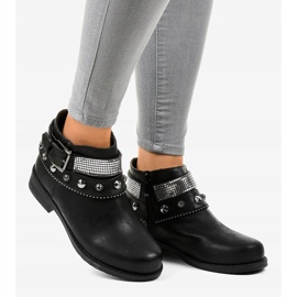 Crne čizme ukrašene patentnim zatvaračem LL178 crna 2