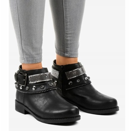 Crne čizme ukrašene patentnim zatvaračem LL178 crno 1