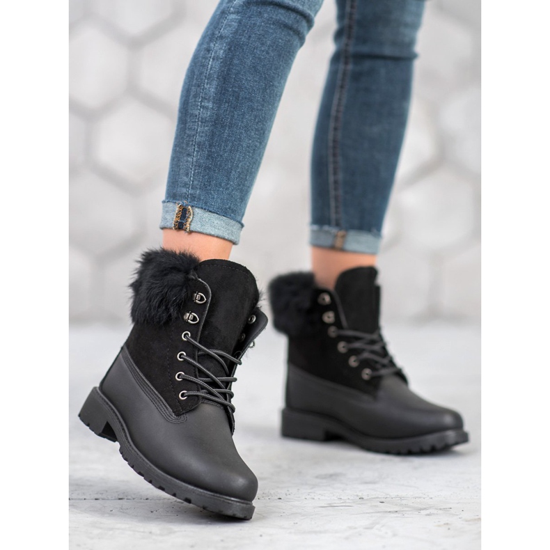 SHELOVET Traperi s krznom crna 1