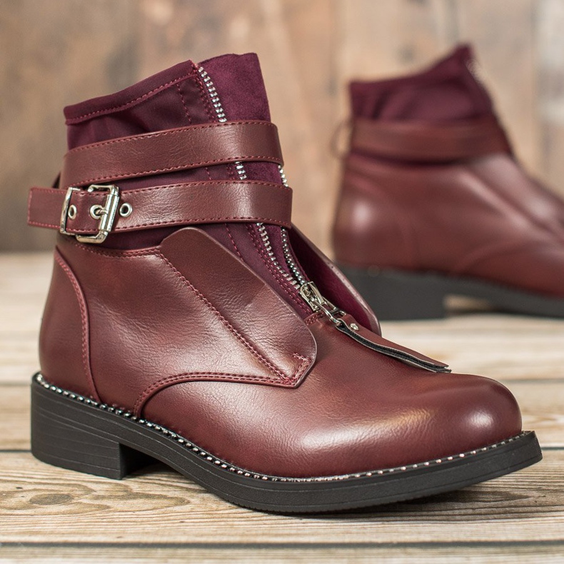 SHELOVET Bordo čizme s patentnim zatvaračem crvena 2