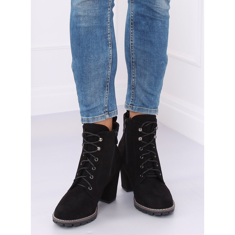 Crne čizme na čipku s visokim potpeticama 7081 Crna 2