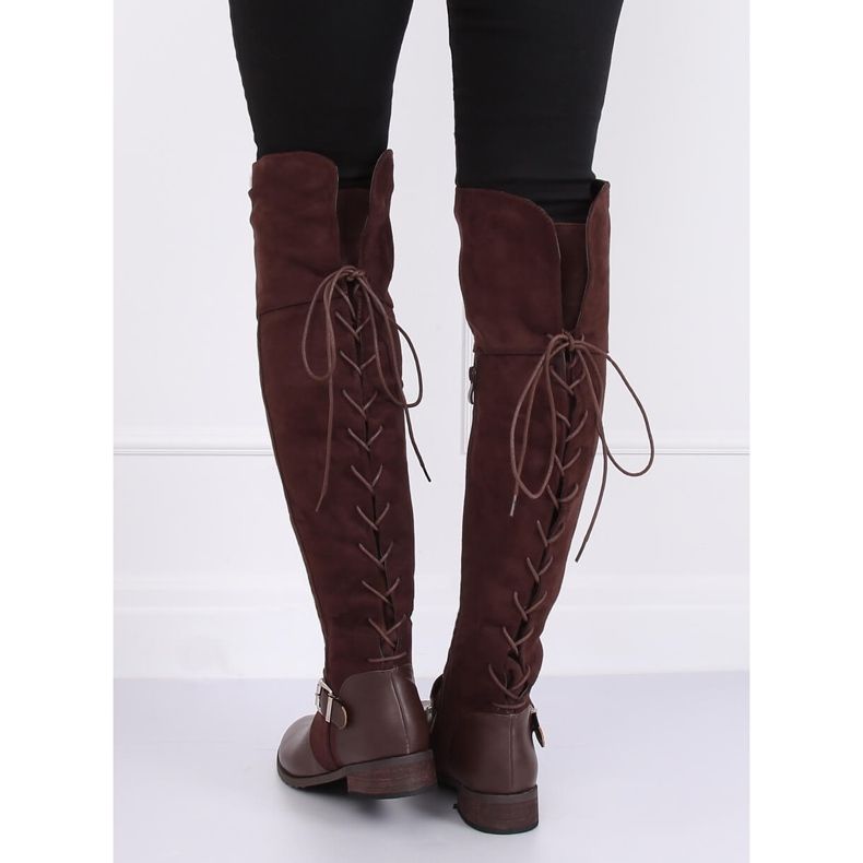 Čizme preko koljena s ravnim potpeticama smeđe 688-3 Smeđe smeđa 1