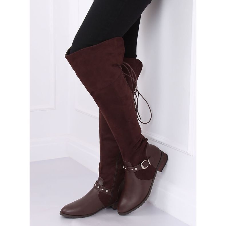 Čizme preko koljena s ravnim potpeticama smeđe 688-3 Smeđe smeđa 2