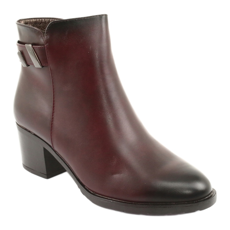 M.Daszyński Čizme na patentni zatvarač izolirane Daszyński SA153 bordo crvena raznobojna 1