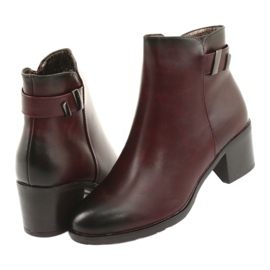 M.Daszyński Čizme na patentni zatvarač izolirane Daszyński SA153 bordo crvena višebojan 4