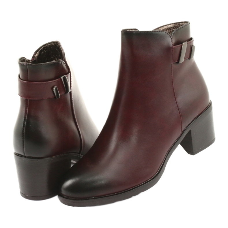 M.Daszyński Čizme na patentni zatvarač izolirane Daszyński SA153 bordo crvena višebojan 4