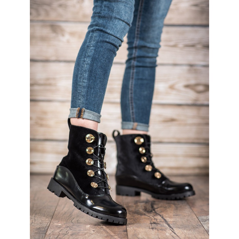 Seastar Čizme od velura s rebrastom bojom crno 2