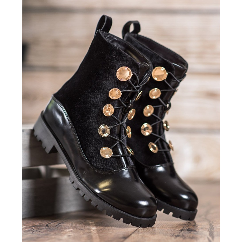 Seastar Čizme od velura s rebrastom bojom crna 1