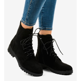 Crne čizme na čipku od antilopa C-7192 crna 2