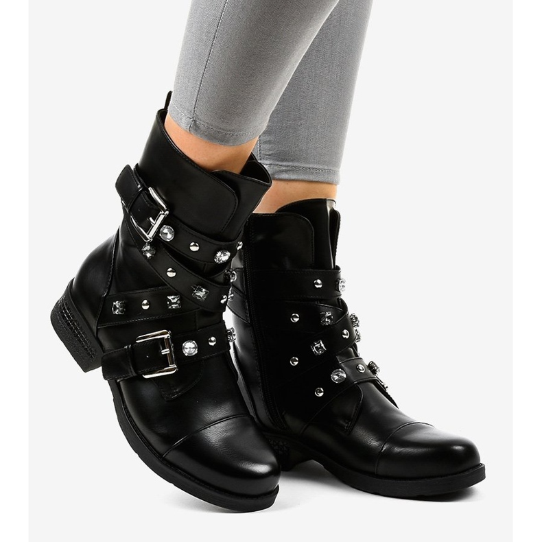 Crne čizme s visokom izolacijom ukrašene 88093 crna 2