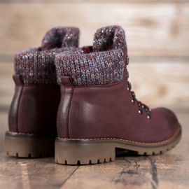 SHELOVET Bordo čizme na čipku crvena 1