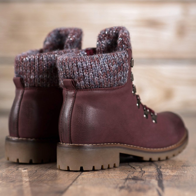 SHELOVET Bordo čizme na čipku crvena 1