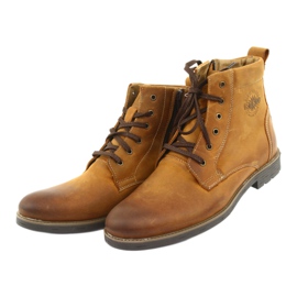 Gležnjače s visokim potpeticama na ludom sunčanom patentnom zatvaraču Riko 884 smeđa žuta boja 3