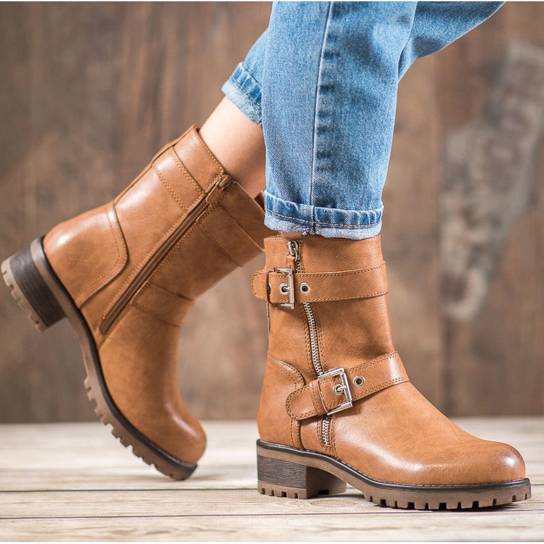 SHELOVET Radnici s ukrašenim patentnim zatvaračem smeđa 1