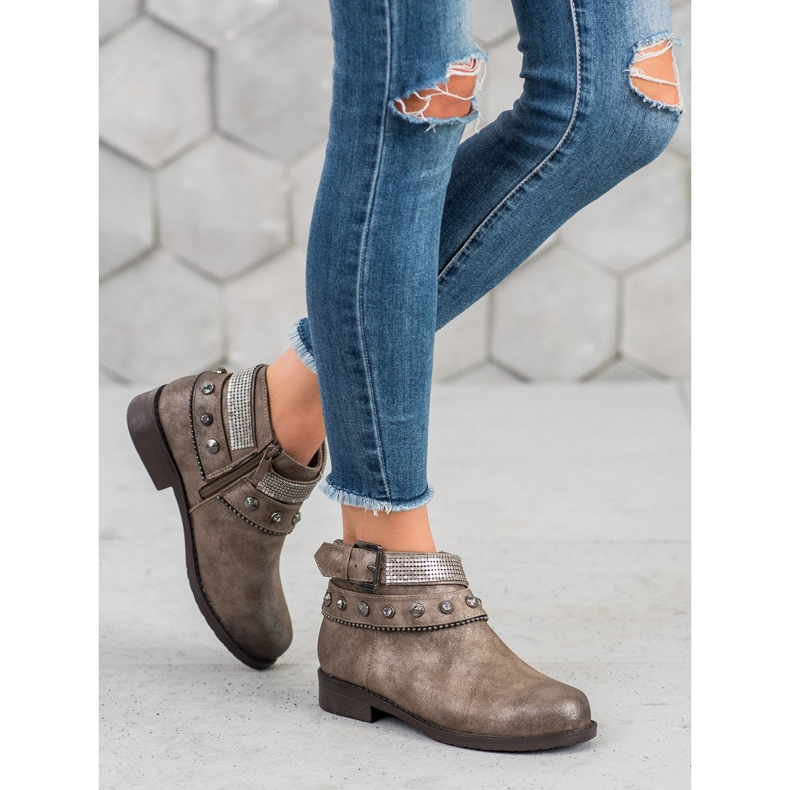 Forever Folie Čizme sa kamenčićima smeđa 1