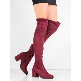 Ideal Shoes Čizme od bedra od antilopa crvena 2