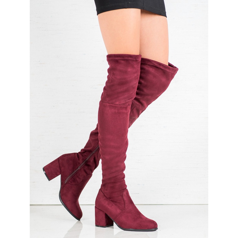 Ideal Shoes Čizme od bedra od antilopa crvena 2